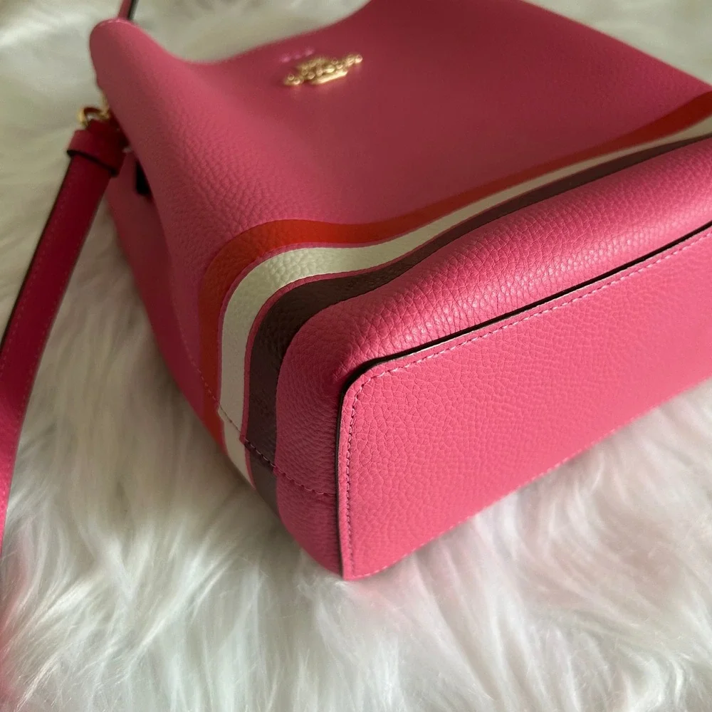 Coach‎ Small Town Bucket Bag Confetti Pink Pebble Leather Shoulder Bag Excellent